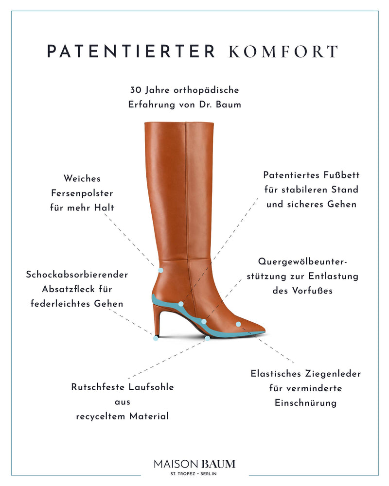 Kathleen-Cognac Glattleder-Stiletto-Maison Baum